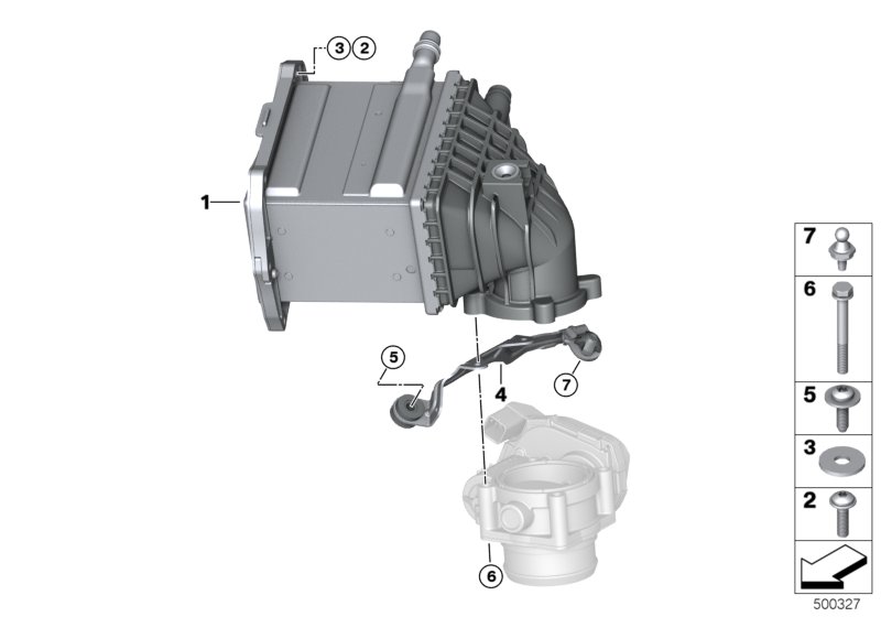 Охладитель наддувочного воздуха для BMW RR6 Dawn N74R (схема запчастей)