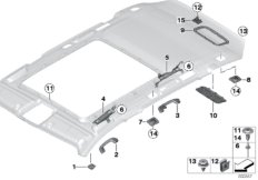 Доп.элементы потолка для BMW F31N 316d B47 (схема запасных частей)