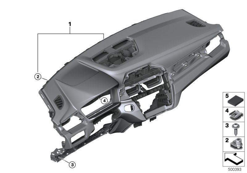 облицовка панели приборов для BMW F48 X1 16d B37B (схема запчастей)