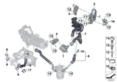 Сист.охлаждения-сист.рециркуляции ОГ для BMW F11N 535d N57Z (схема запасных частей)
