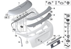 Дополнительные элементы багажной двери для BMW R58 Cooper SD N47N (схема запасных частей)