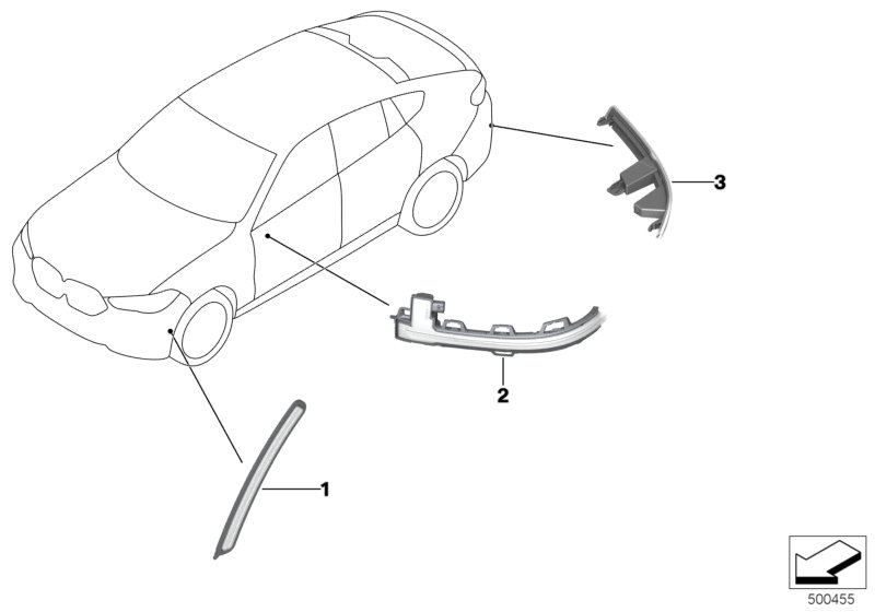 Отражатель/доп.указатель поворота для BMW G06 X6 30dX B57 (схема запчастей)
