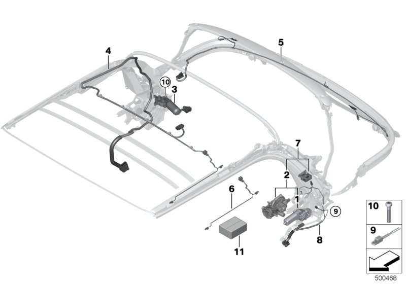 Электрика/жгут проводов складного верха для BMW F57 Cooper S B46 (схема запчастей)