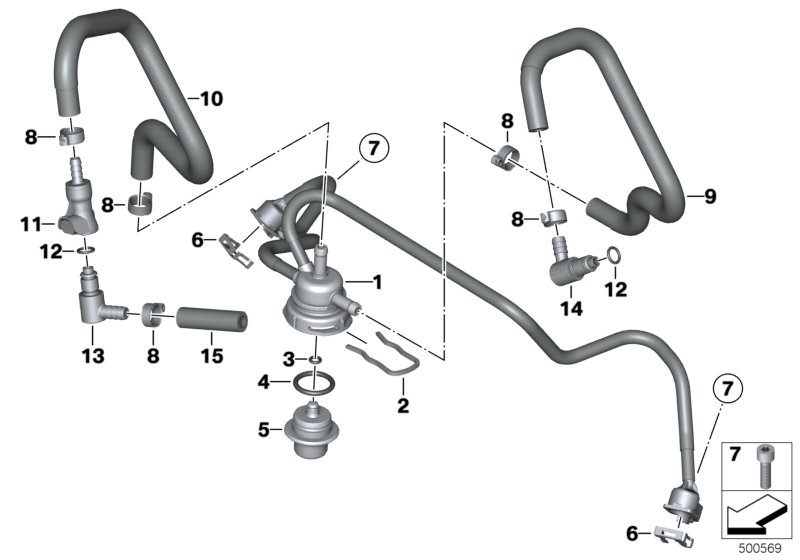 Форсунки и трубопроводы для BMW K21 R nineT 16 (0J01, 0J03) 0 (схема запчастей)