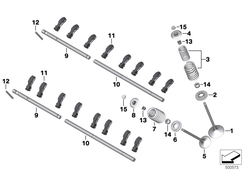 Клапаны с пружинами для MOTO K67 S 1000 RR 19 (0E21, 0E23) 0 (схема запчастей)
