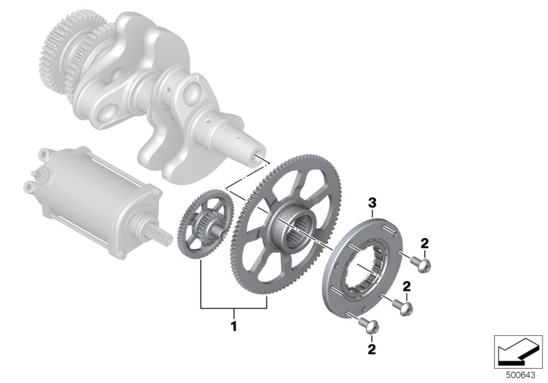 Механизм своб.хода стартера, редуктор для BMW K80 F 750 GS (0B08, 0B18) 0 (схема запчастей)