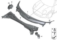 Обшивка обтекателя Наруж для MINI F54 Cooper S ALL4 B48C (схема запасных частей)