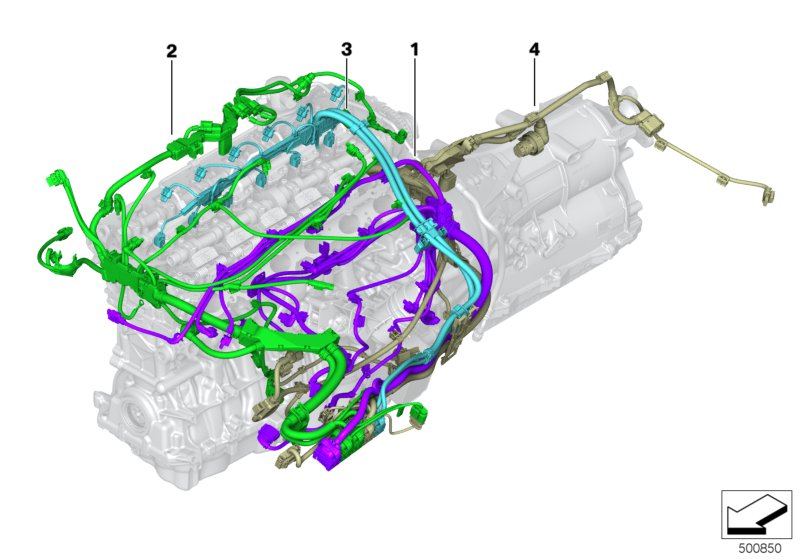жгут проводов двигателя для BMW G06 X6 40iX B58C (схема запчастей)