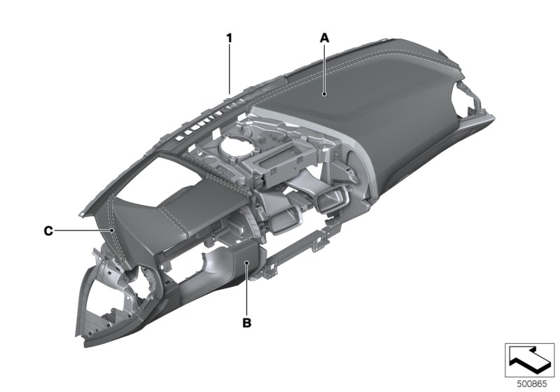 Individual панель приборов недвоен.кожа для BMW F91 M8 S63M (схема запчастей)