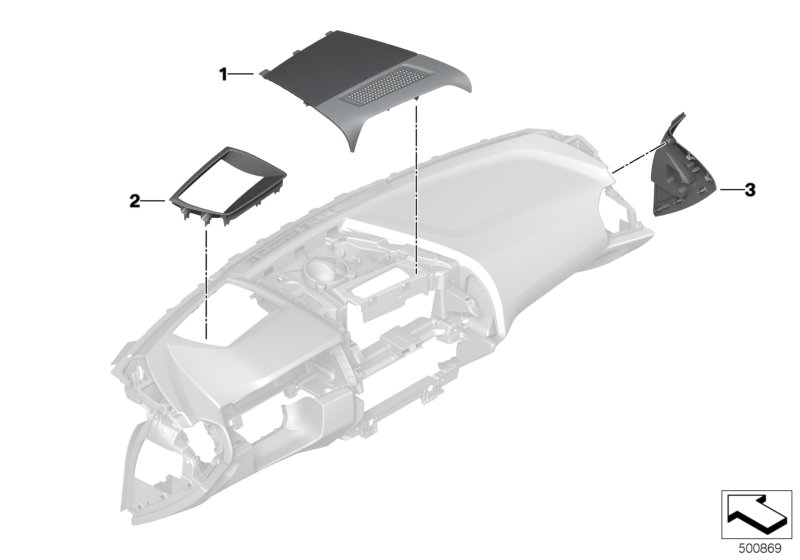 Панель приборов Individual,доп.элементы для BMW F92 M8 S63M (схема запчастей)