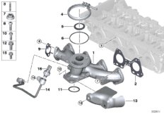 Выпускной коллектор-рециркуляция ОГ для BMW F48 X1 25dX B47 (схема запасных частей)