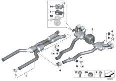 Система выпуска ОГ Зд для BMW F92 M8 S63M (схема запасных частей)