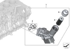 Смазочная система-масляный фильтр для BMW G02 X4 20dX B47D (схема запасных частей)