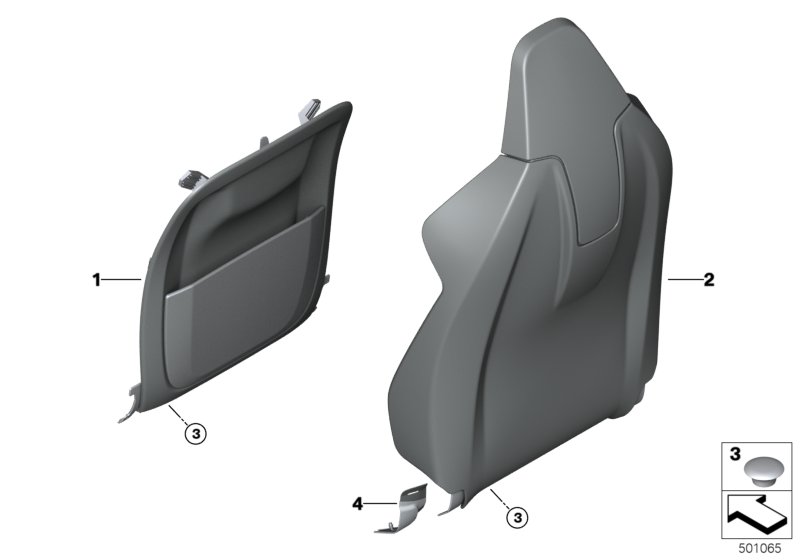 Сид.Пд накладка на задн.пан.спинки сид. для BMW G16 840dX B57 (схема запчастей)
