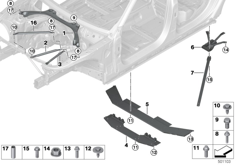 Элемент усиления кузова для BMW G11 750i N63R (схема запчастей)