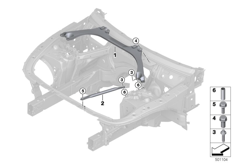 Элемент усиления передней части кузова для BMW G32 620d B47D (схема запчастей)