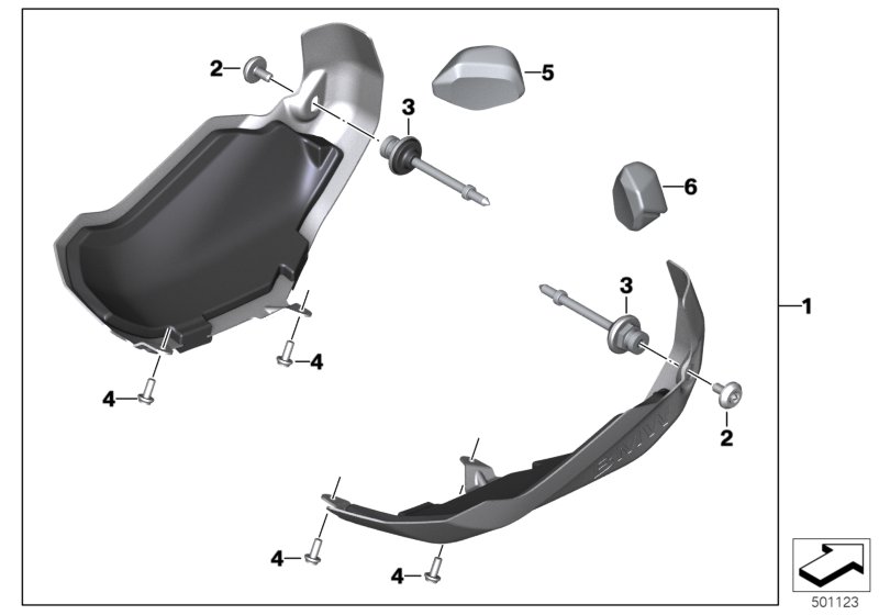 К-т защ.крышки клапанов из нерж.стали для BMW K50 R 1250 GS 19 (0J91, 0J93) 0 (схема запчастей)