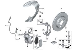 Тормозной механизм переднего колеса для MINI F54 One D B37 (схема запасных частей)