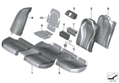 Мягкая часть и обивка заднего сиденья для BMW G16 840iX B58C (схема запасных частей)