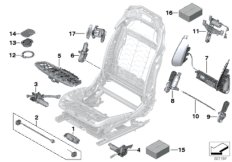 Сиденье Пд, э/оборудование и приводы для BMW G30 530i B46 (схема запасных частей)