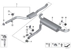 Система выпуска ОГ Зд для BMW G05 X5 25dX B47F (схема запасных частей)