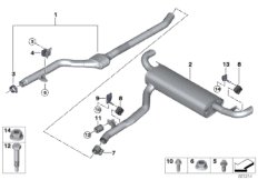 Система выпуска ОГ Зд для BMW G05 X5 25dX B47F (схема запасных частей)