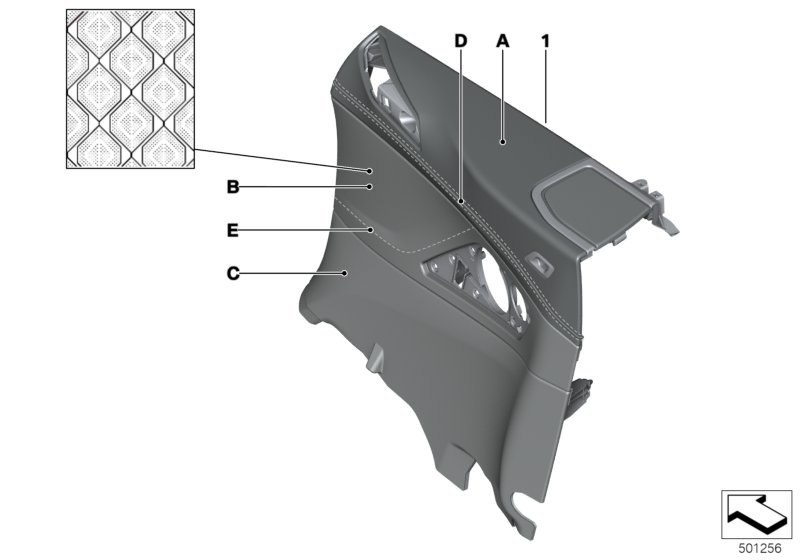 Боковая обшивка Individual полн.кож.отд. для BMW F91 M8 S63M (схема запчастей)