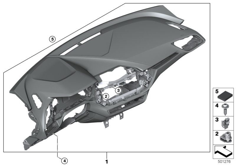 облицовка панели приборов для BMW F40 118i B38C (схема запчастей)