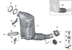Катализатор/сажевый фильтр для BMW F40 118d B47B (схема запасных частей)
