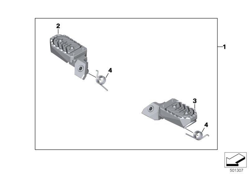 Упор для ноги регулируемый для BMW K82 F 850 GS Adve. (0K01, 0K03) 0 (схема запчастей)