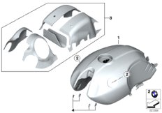 Топливный бак, полный алюмин.дизайн для MOTO K21 R nineT (0A06, 0A16) 0 (схема запасных частей)