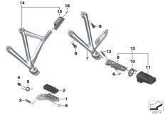 Упор для ног Пд/Зд для MOTO K50 R 1200 GS (0A01, 0A11) 0 (схема запасных частей)