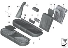 Мягкая часть и обивка заднего сиденья для BMW G05 X5 40iX B58C (схема запасных частей)