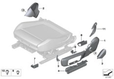 Накладка переднего сиденья с э/приводом для BMW G15 840i B58C (схема запасных частей)