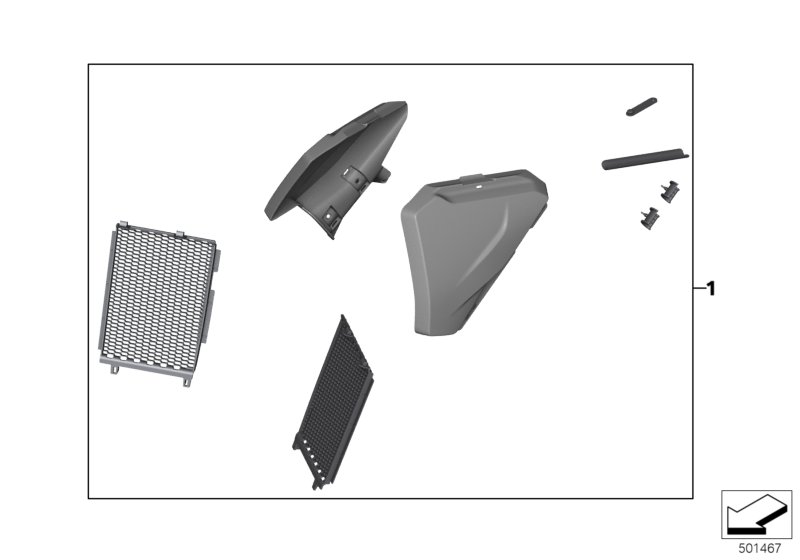 Комплект защиты от брызг и ударов камней для BMW K50 R 1200 GS 17 (0A51, 0A61) 0 (схема запчастей)
