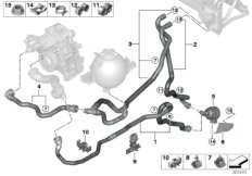 Шланги охлаждающей жидкости для BMW F97 X3 M S58 (схема запасных частей)