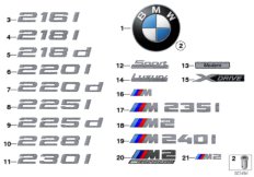 Эмблемы / надписи для BMW F23 225d B47 (схема запасных частей)