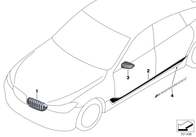 Аэродинам.принадлежности M Performance для BMW G32 640iX B58 (схема запчастей)