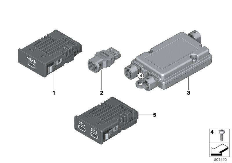 USB детали для BMW G16 840i B58C (схема запчастей)