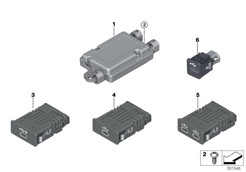 USB детали для BMW G20 330i B46D (схема запчастей)