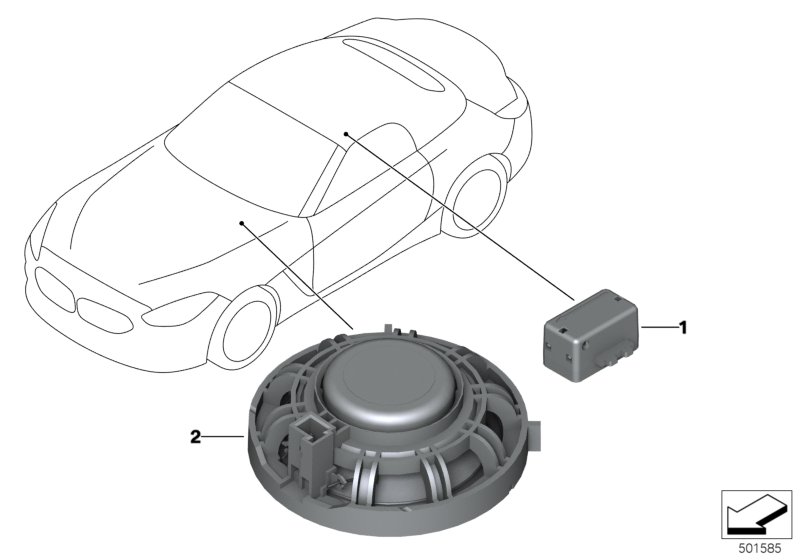 Детали устройства громкой связи для BMW G29 Z4 M40i B58C (схема запчастей)