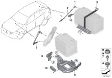 Доп.элементы АКБ для BMW G06 X6 40iX B58C (схема запасных частей)