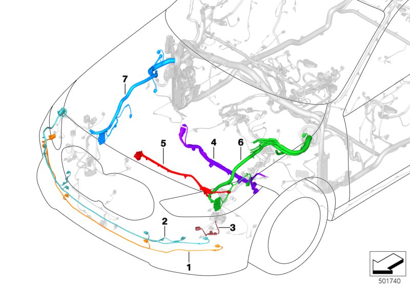 Рем.кабель основ.жгут проводов - впереди для BMW F40 M135iX B48E (схема запчастей)