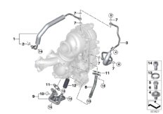 Смазочная система турбонагнетателя для BMW F48N X1 25dX B47E (схема запасных частей)