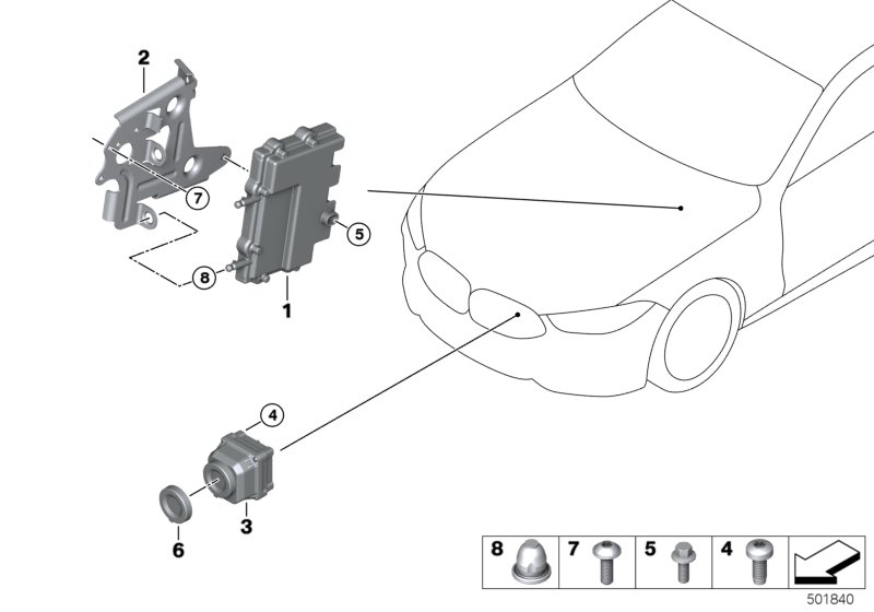 Камера системы ночного видения для BMW G32 630dX B57 (схема запчастей)