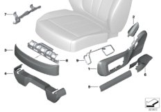 Накладки подушки заднего сиденья для BMW G07 X7 M50dX B57S (схема запасных частей)