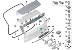 Дополнительные элементы багажной двери для BMW G05 X5 40iX B58C (схема запасных частей)