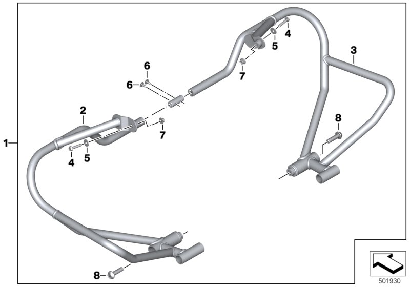 дуга защиты двигателя для BMW K23 R nineT Scrambler (0J31, 0J33) 0 (схема запчастей)