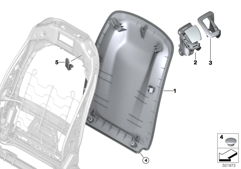 Накладки спинки заднего сиденья для BMW G07 X7 M50iX N63B (схема запчастей)