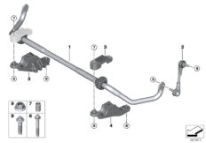 Стабилизатор передний, полный привод для BMW F91 M8 S63M (схема запасных частей)